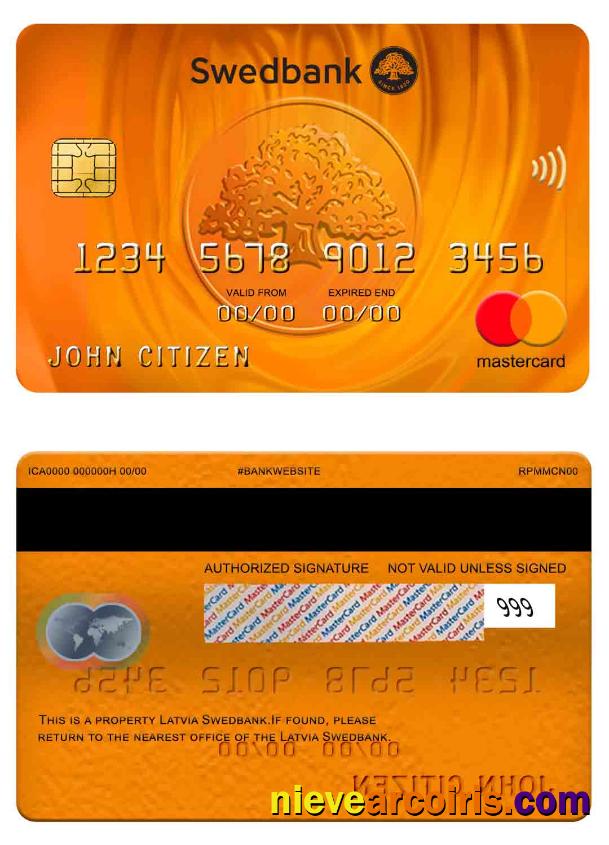Latvia Swedbank mastercard